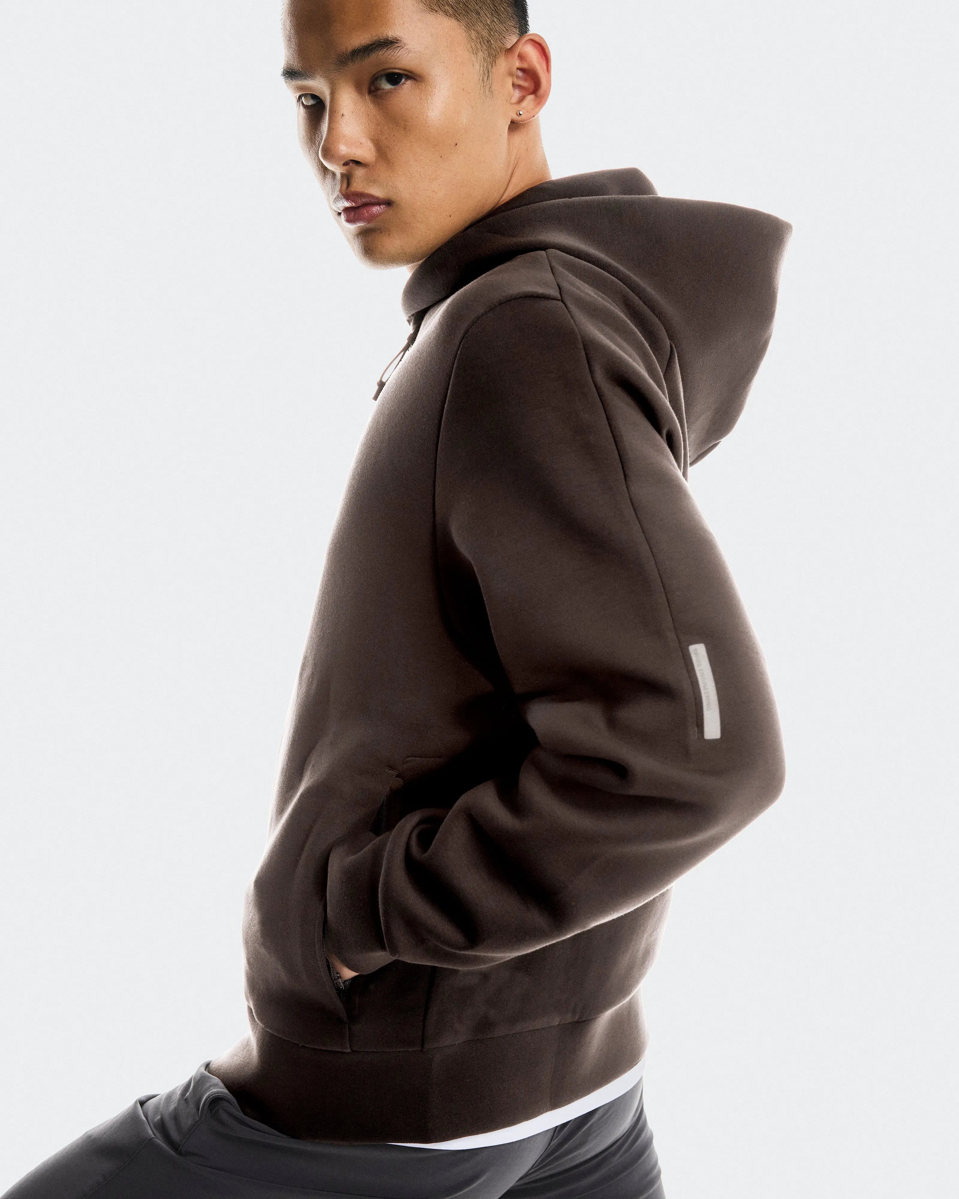 Focus Tech Zip Hoodie Pebble