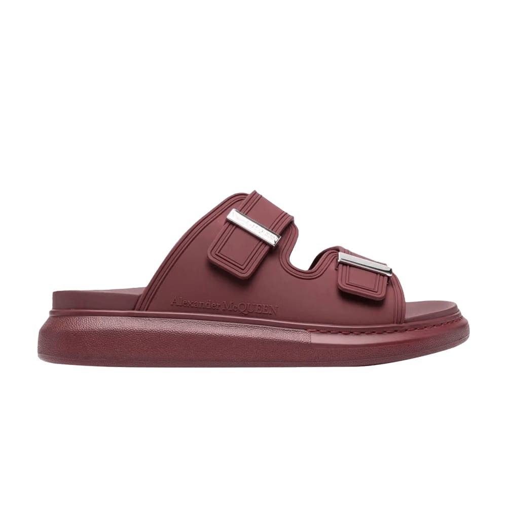 Alexander McQueen Hybrid Double Buckle Sandal Burgundy