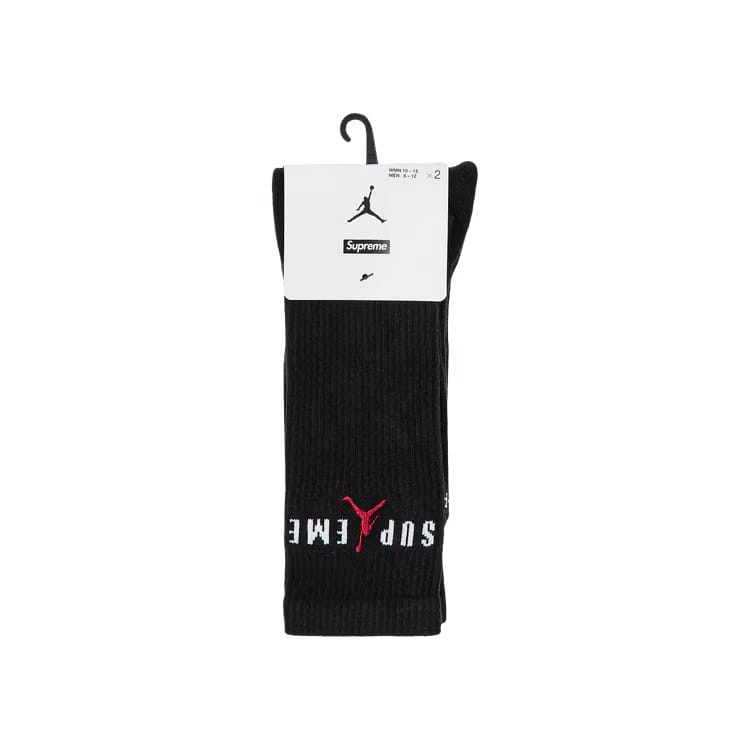 Supreme x Jordan Crew Socks (2 Pack) Black