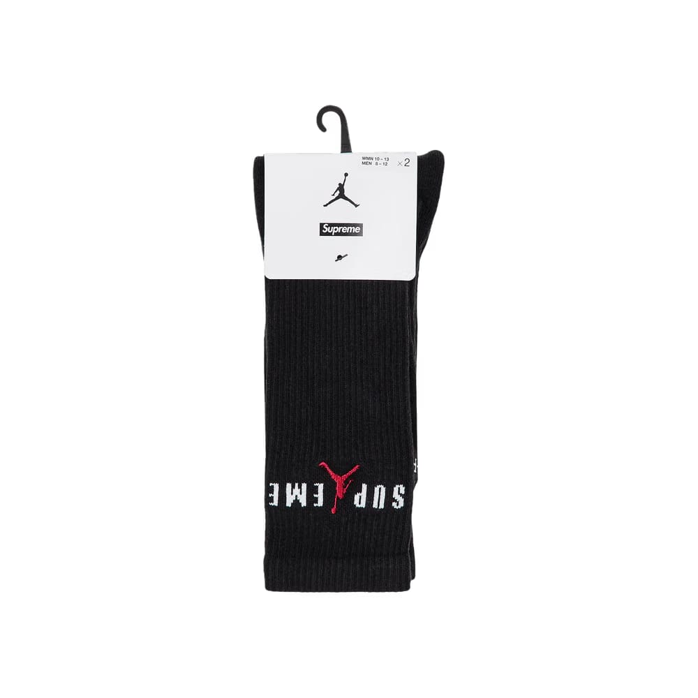 Supreme x Jordan Crew Socks (2 Pack) Black
