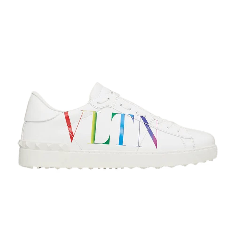 Valentino Open Sneaker Logo Print - White Multi
