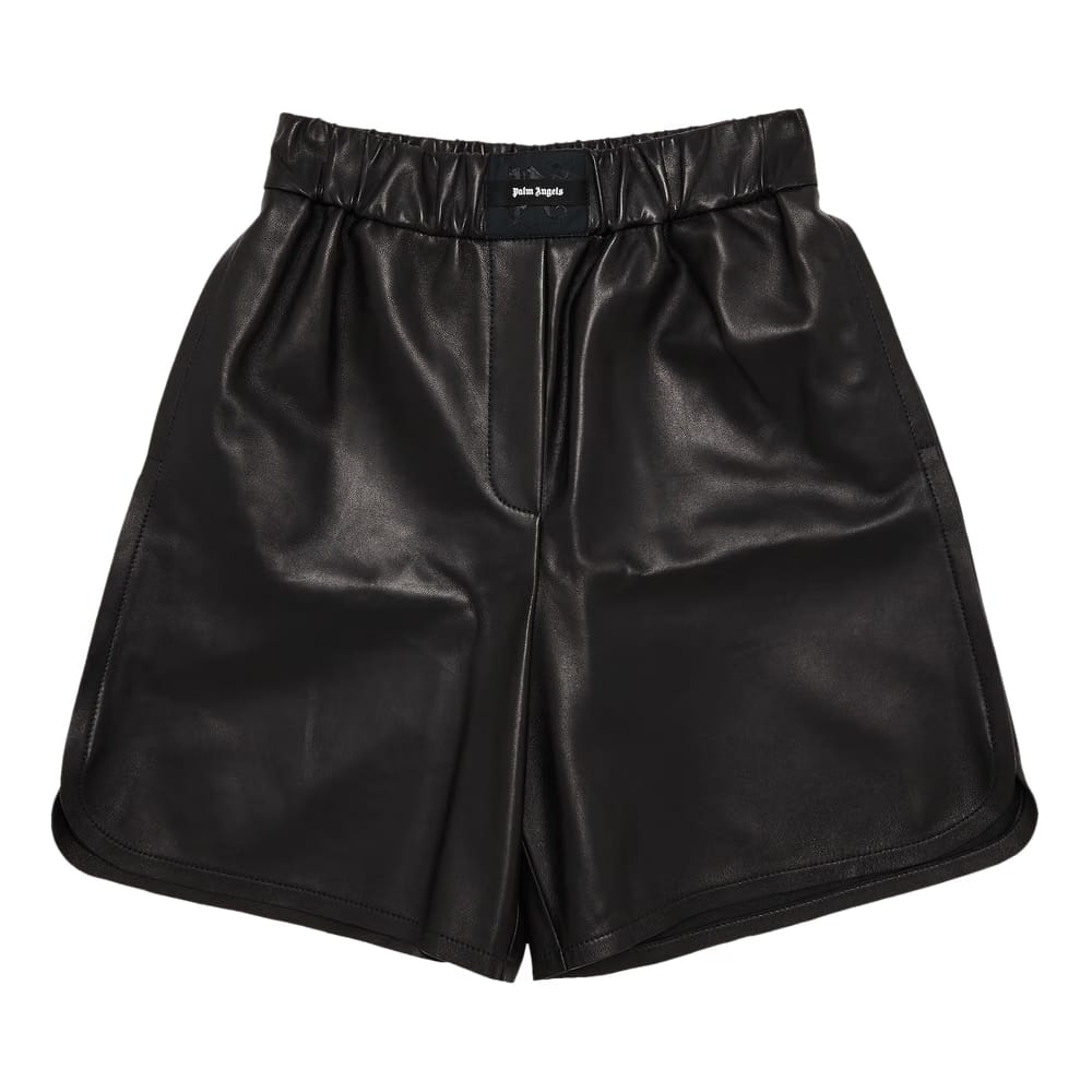 Palm Angels Monogram Leather Shorts Black