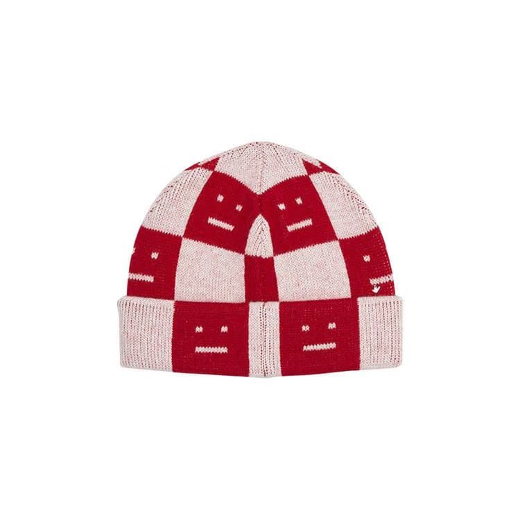 Acne Studios Kids Logo Beanie Deep Red/Faded Pink Melange