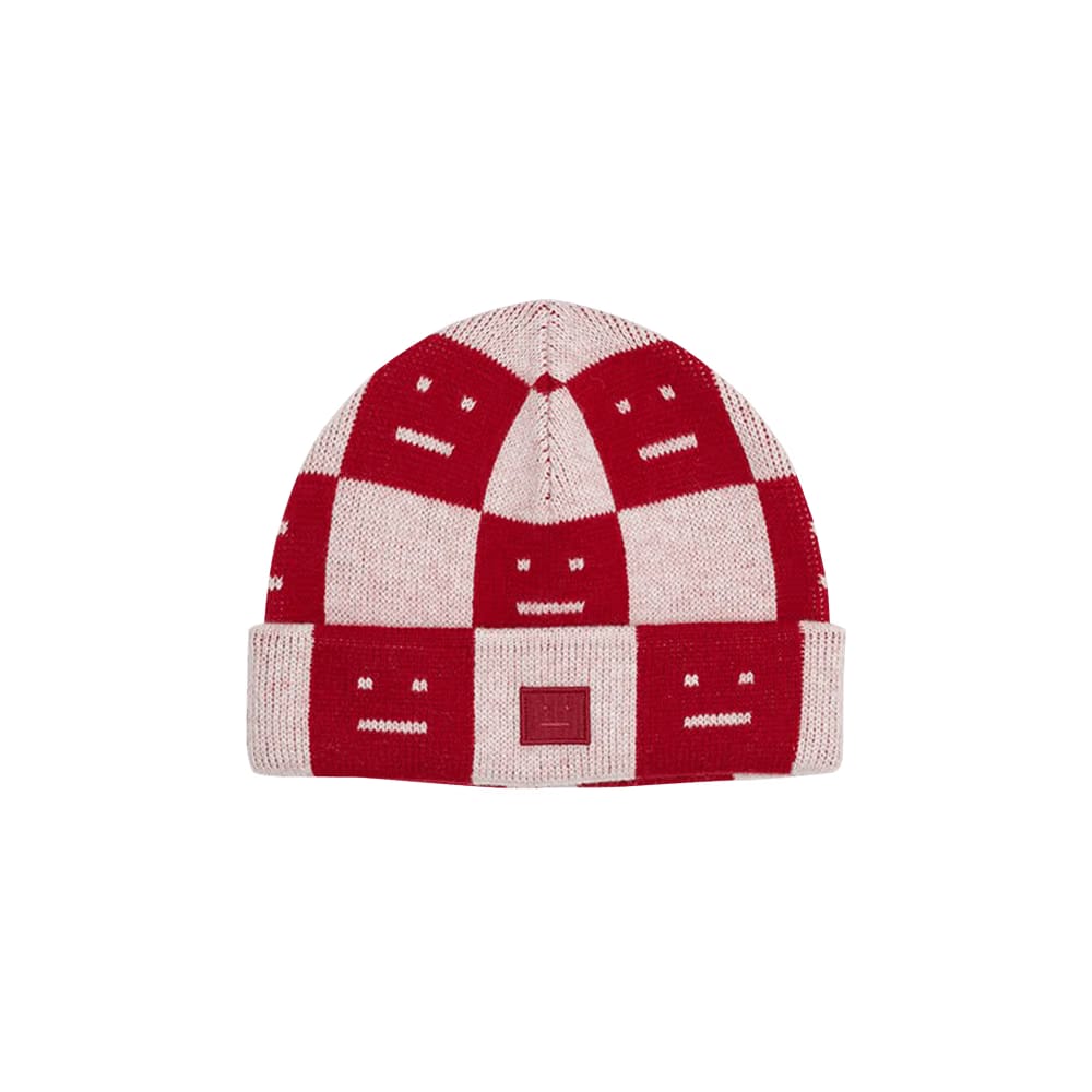 Acne Studios Kids Logo Beanie Deep Red/Faded Pink Melange
