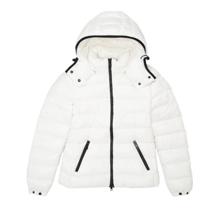 Moncler Bady Hooded Shiny Full Zip Jacket White