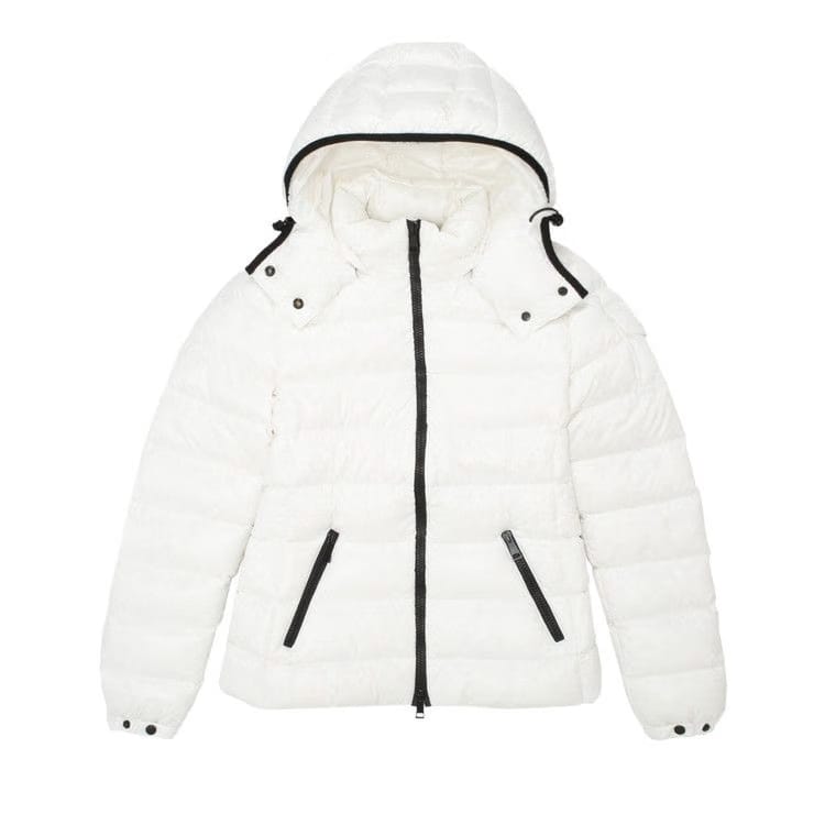 Moncler Bady Hooded Shiny Full Zip Jacket White