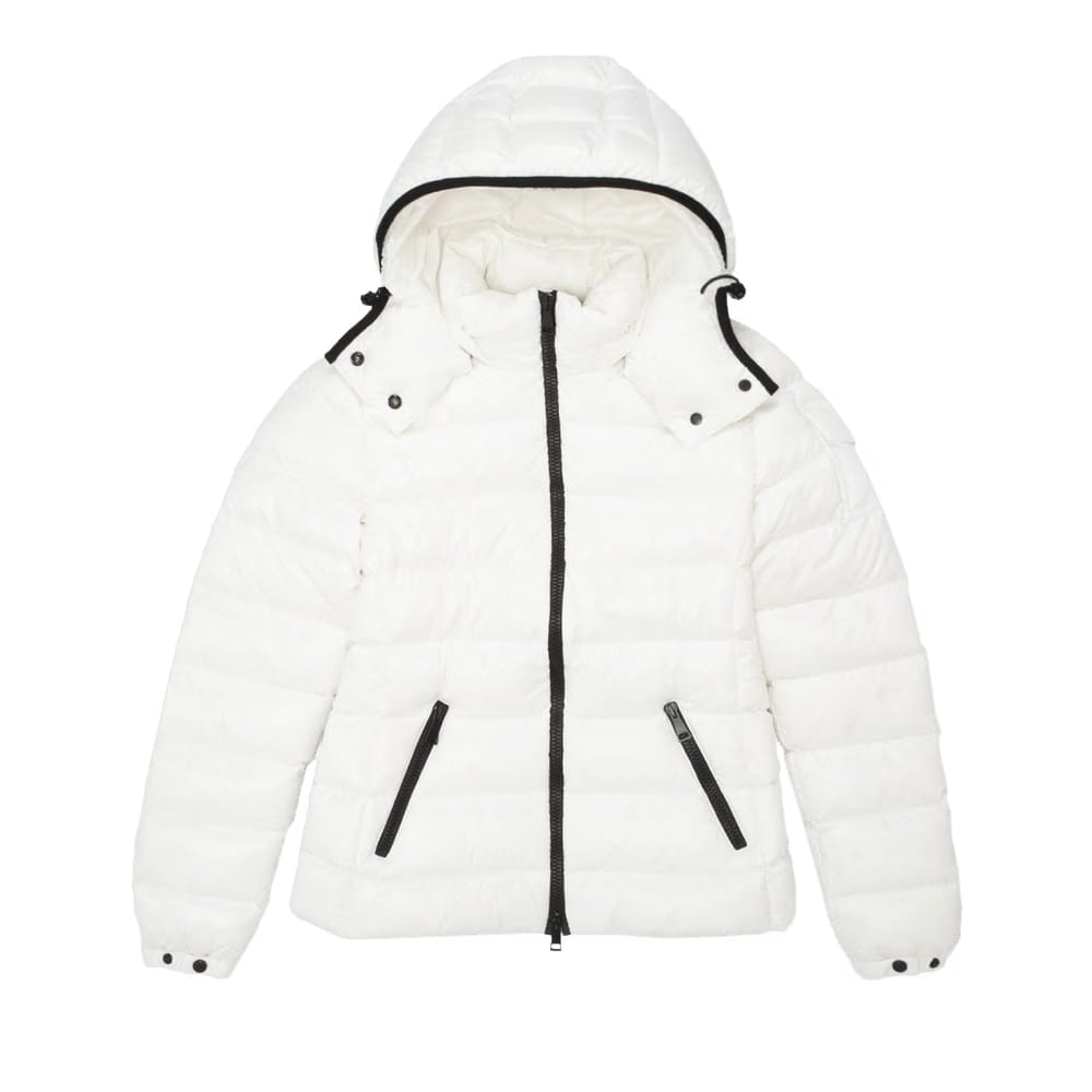 Moncler Bady Hooded Shiny Full Zip Jacket White