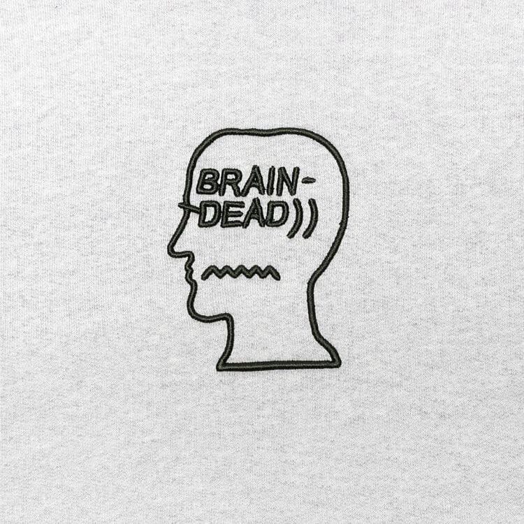 Brain Dead Fleece Logo Head Raglan Hoodie Oatmeal Green