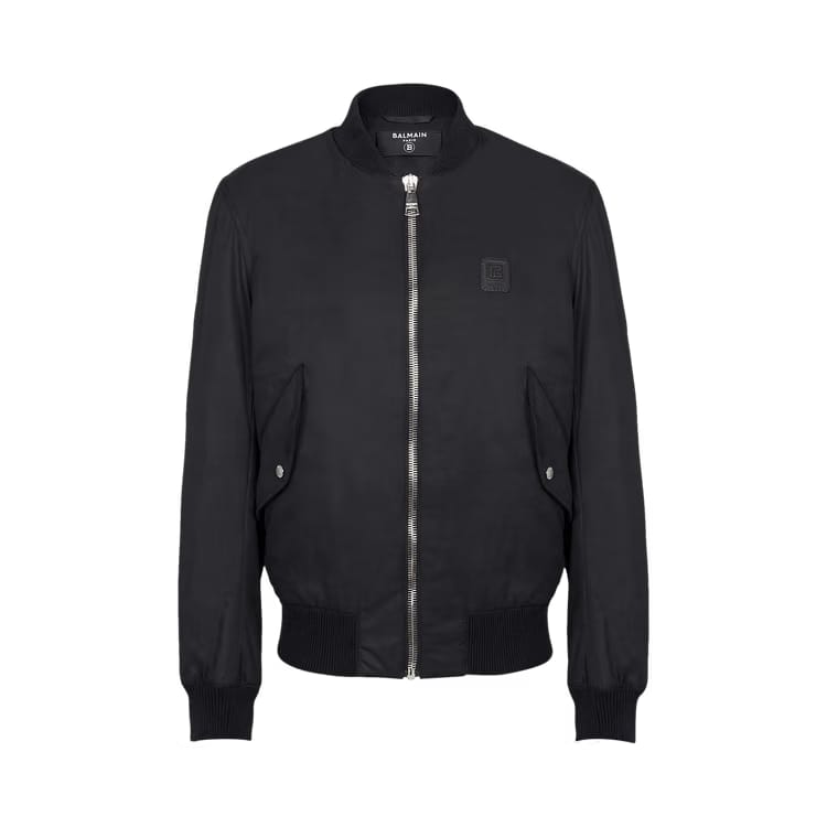 Balmain Nylon Zipped Bomber Jacket Blue