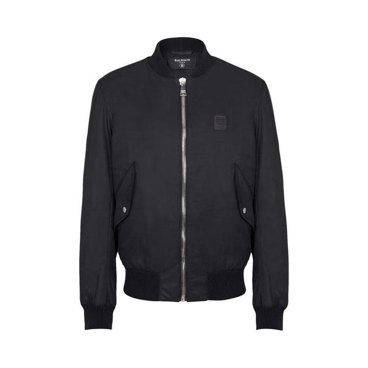 Balmain Nylon Zipped Bomber Jacket Blue