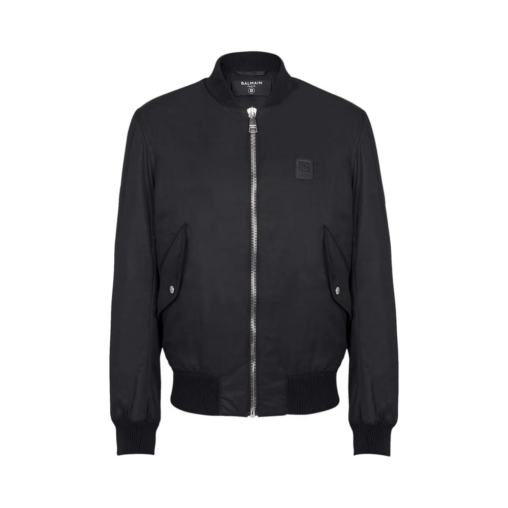 Balmain Nylon Zipped Bomber Jacket Blue