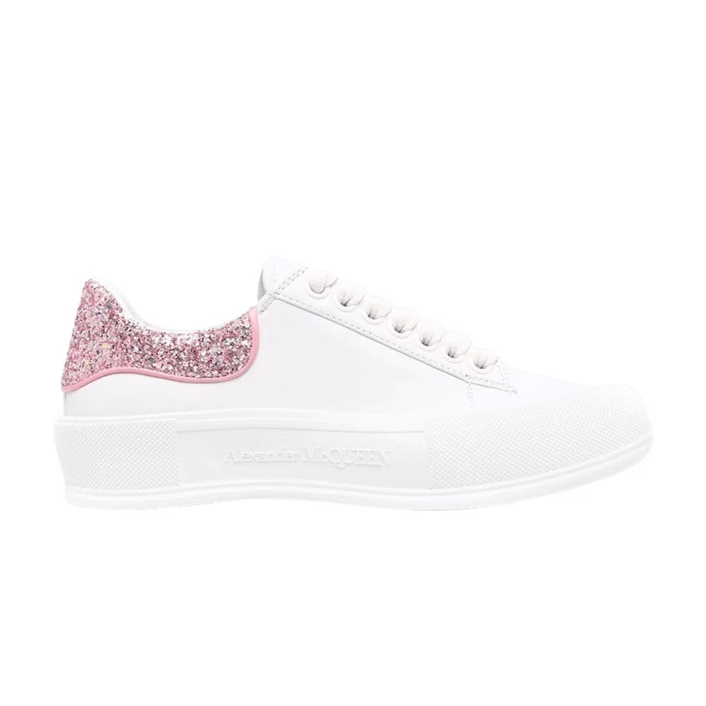 Alexander McQueen Wmns Deck Plimsoll 'White Rose Pink Glitter'
