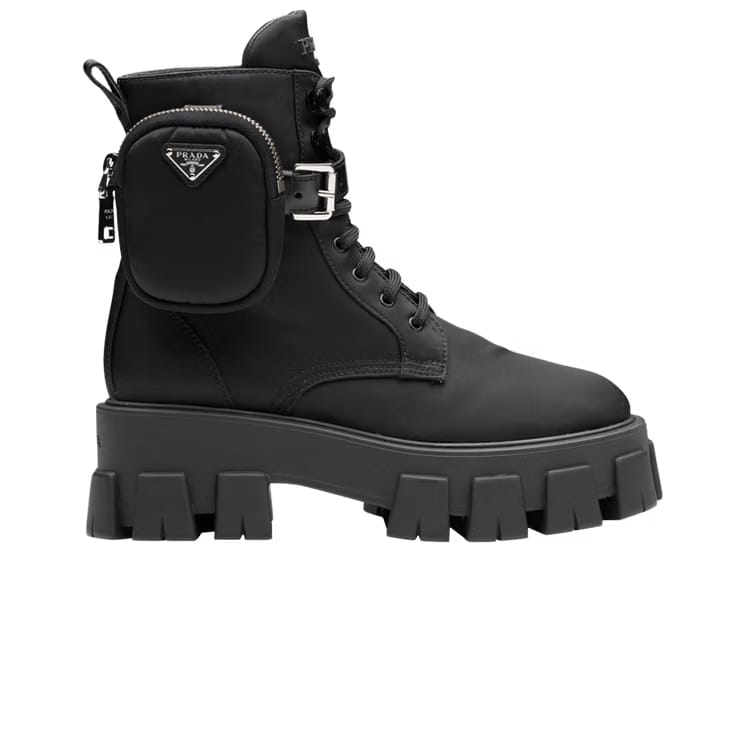 Prada Wmns Monolith Pouch Lace-Up Boot 'Black'