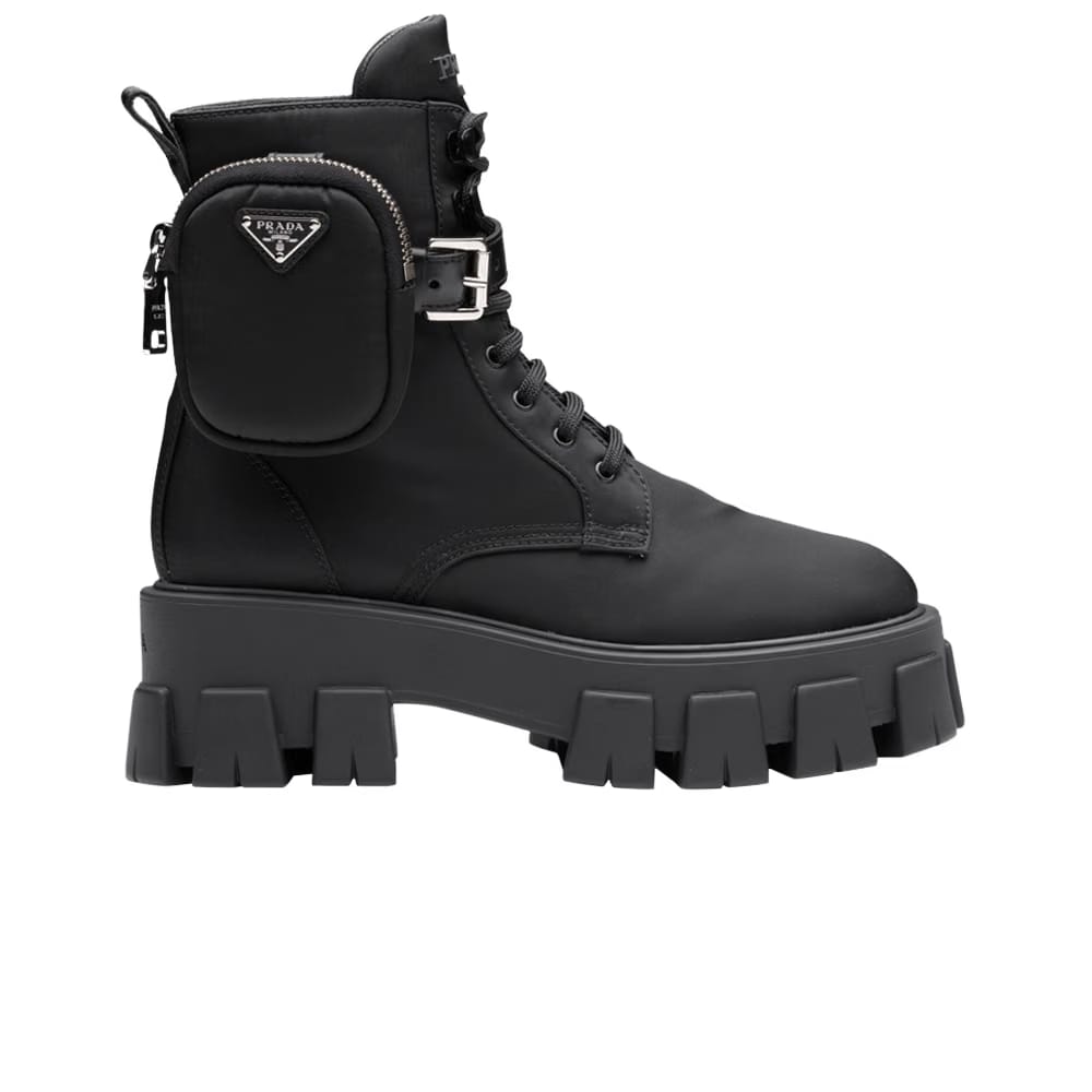 Prada Wmns Monolith Pouch Lace-Up Boot 'Black'