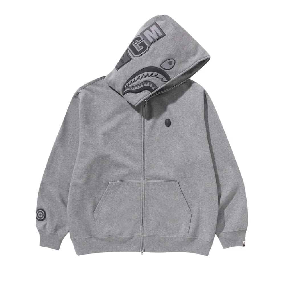 BAPE Ape Head One Point Shark Zip Hoodie Grey