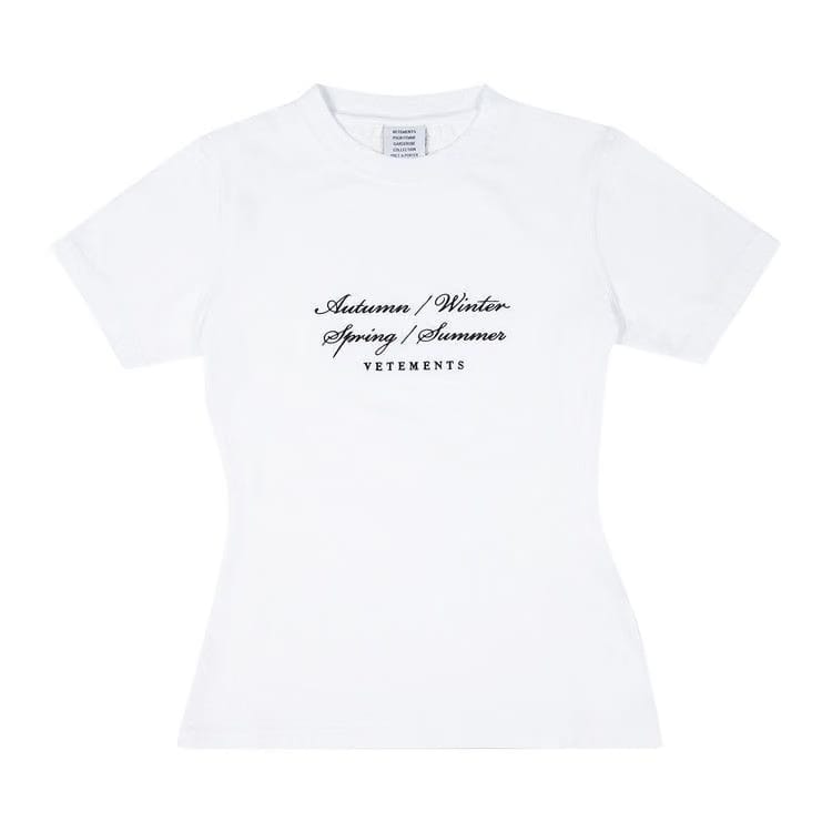 Vetements 4 Seasons Embroidered Logo Fitted T-Shirt White