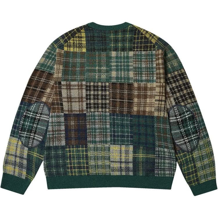 Palace x Beams Plus Patchwork Crew Knit Jacquard Green