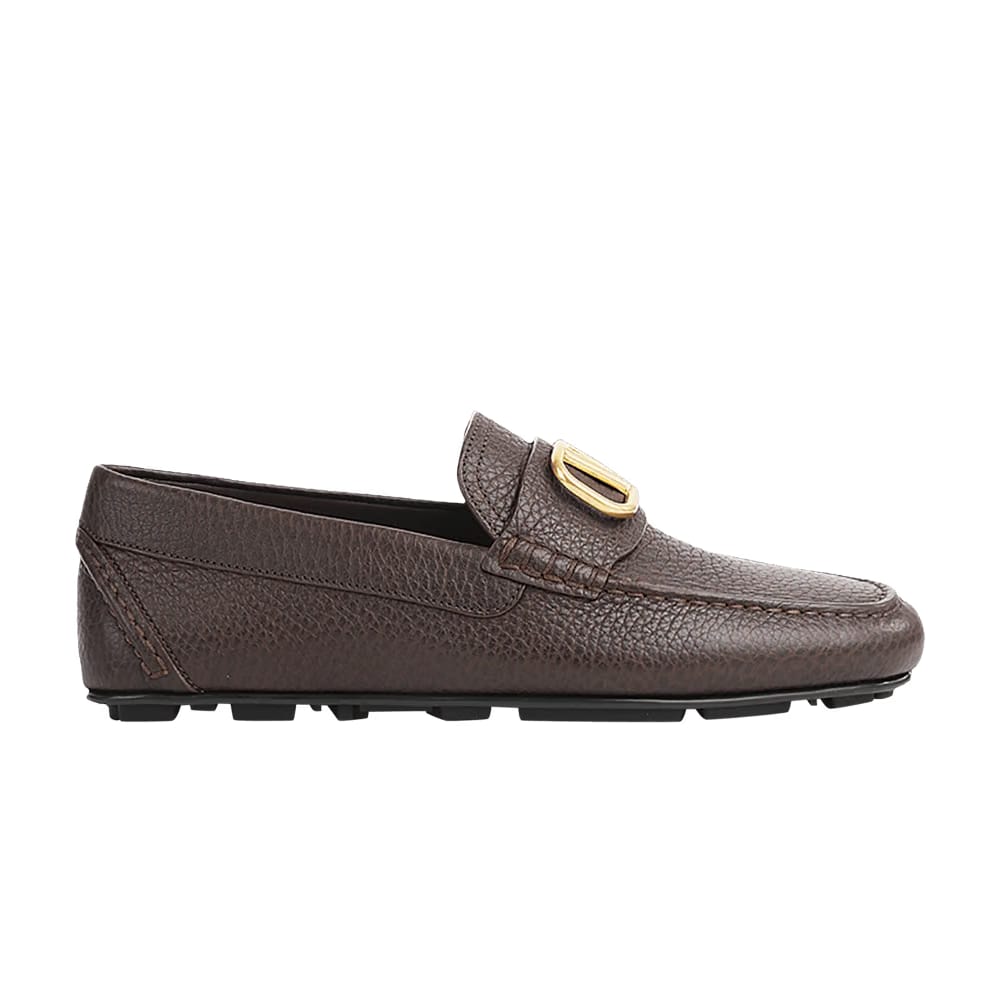 Valentino Driving Plaque Slip-On Loafer Brown