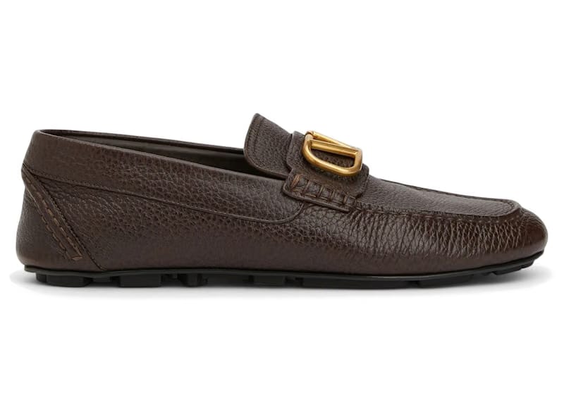 Valentino Driving Plaque Slip-On Loafer Brown