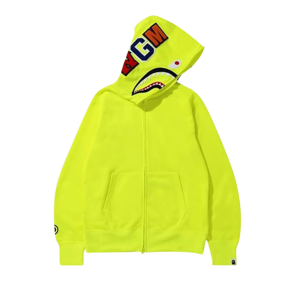 BAPE Neon Shark Full Zip Hoodie Yellow