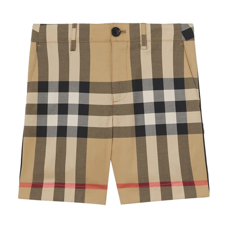 Burberry Kids Checked Stretch Shorts Archive Beige