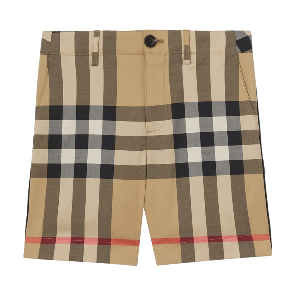 Burberry Kids Checked Stretch Shorts Archive Beige