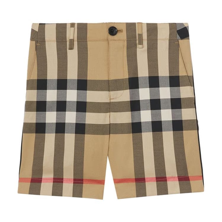 Burberry Kids Checked Stretch Shorts Archive Beige