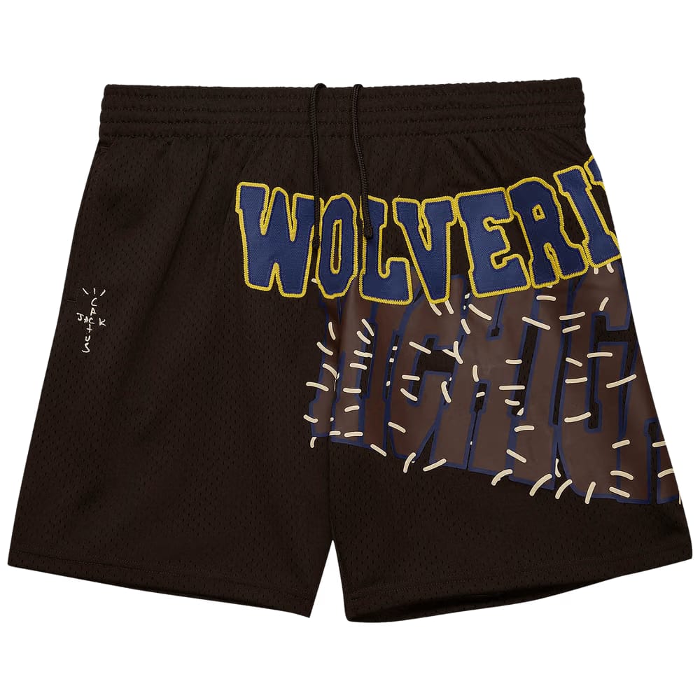Cactus Jack by Travis Scott x Mitchell & Ness University Of Michigan Shorts Brown