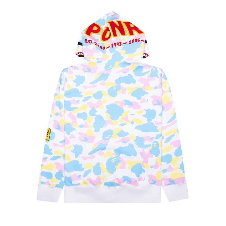BAPE Multi Camo 2nd Shark Full Zip Hoodie White