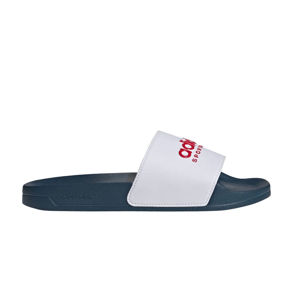 Adidas Adilette Shower Slide White Scarlet Blue