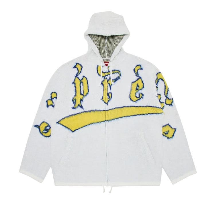 Supreme Accent Brushed Zip Up Hooded Sweater White