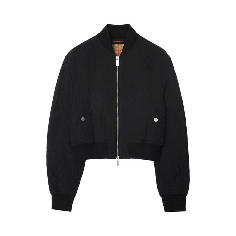 Burberry Quilted Cropped Bomber Jacket Black