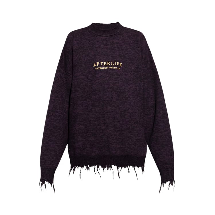 Vetements Afterlife Destroyed Knitted Sweater Purple