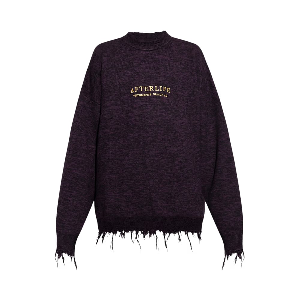 Vetements Afterlife Destroyed Knitted Sweater Purple