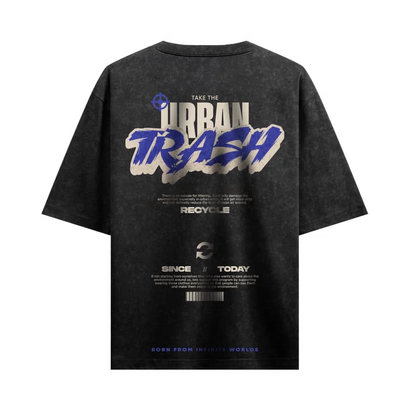 Myugen Urban Trash Acid Wash Oversized T-Shirt Black