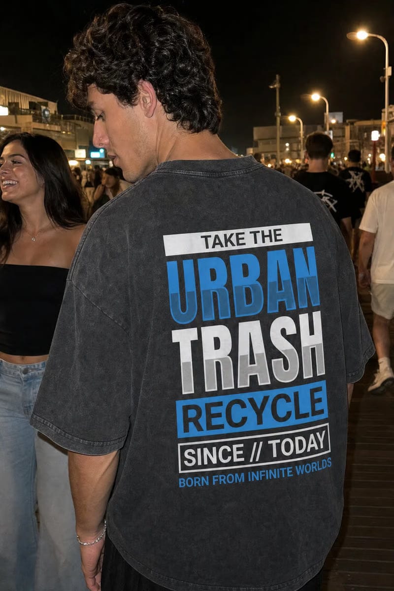 Myugen Urban Trash Acid Wash Oversized T-Shirt Black