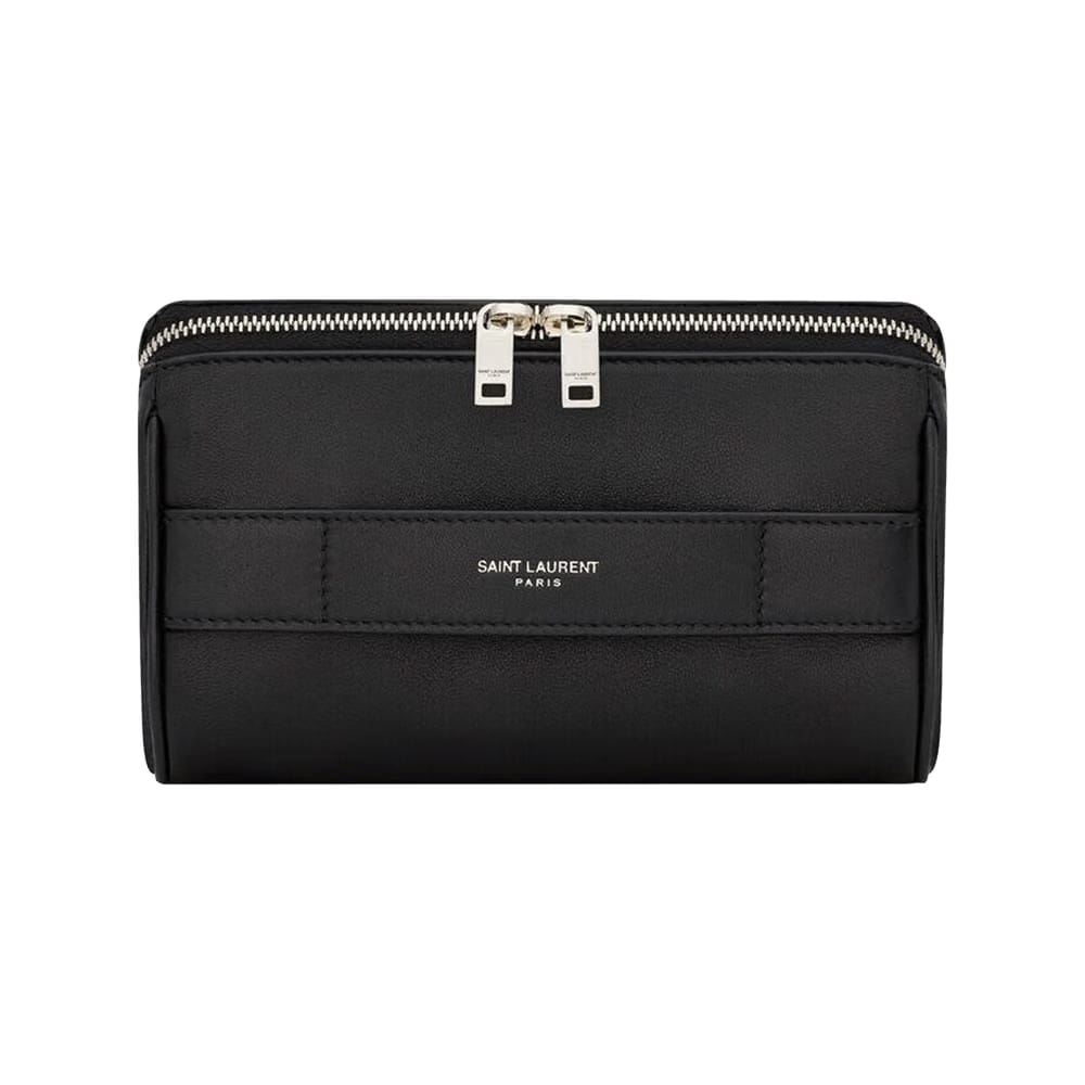 Saint Laurent Paris Small Vanity Case In Smooth Leather Nero