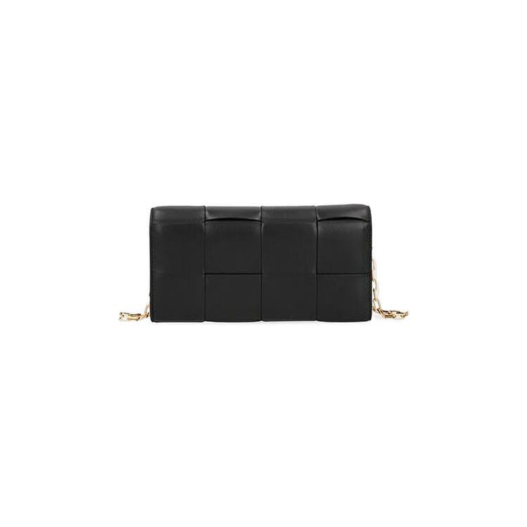 Bottega Veneta Cassette Leather Chain Wallet Black