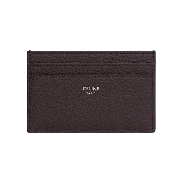 CELINE Medium Card Holder In Grained Calfskin Espresso
