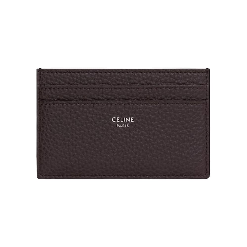 CELINE Medium Card Holder In Grained Calfskin Espresso