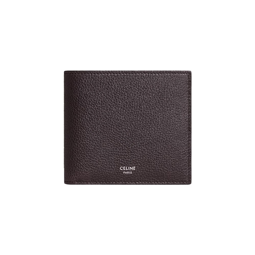 CELINE Bi Fold Wallet In Grained Calfskin Espresso