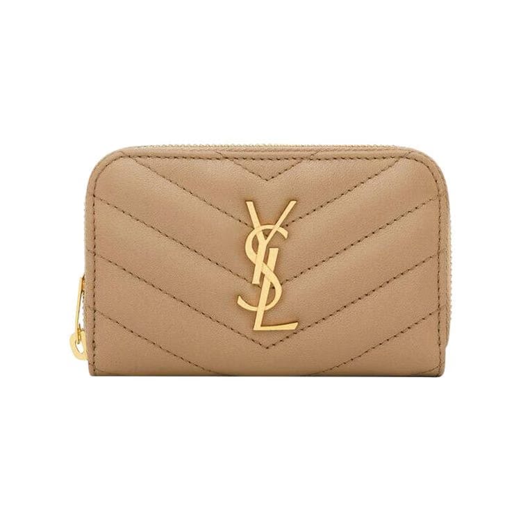 Saint Laurent Cassandre Change Purse In Lambskin Natural Tan