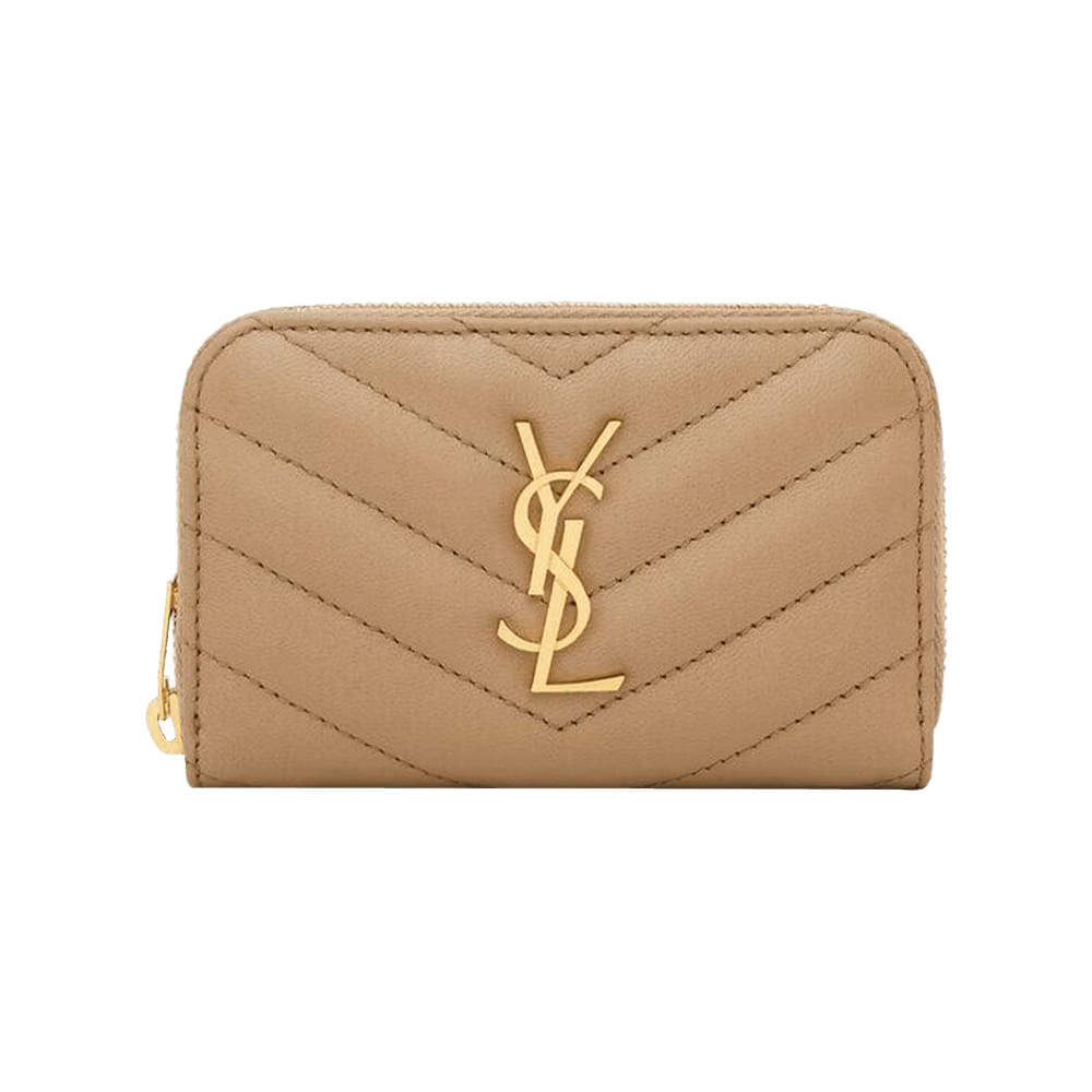 Saint Laurent Cassandre Change Purse In Lambskin Natural Tan