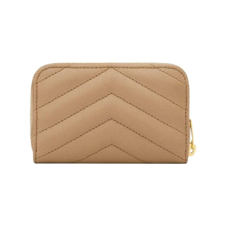 Saint Laurent Cassandre Change Purse In Lambskin Natural Tan