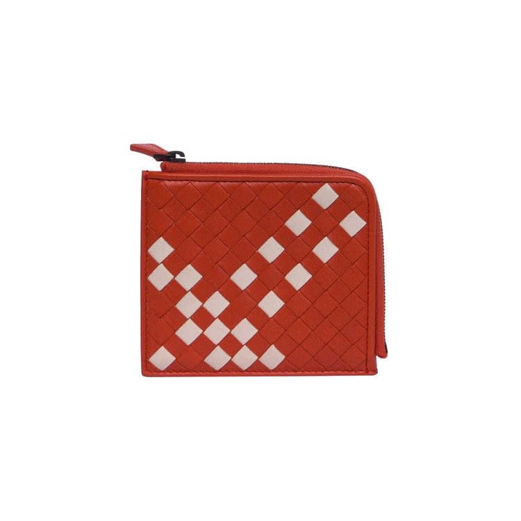 Bottega Veneta Intrecciato Leather Zip-Around Slim Wallet Orange