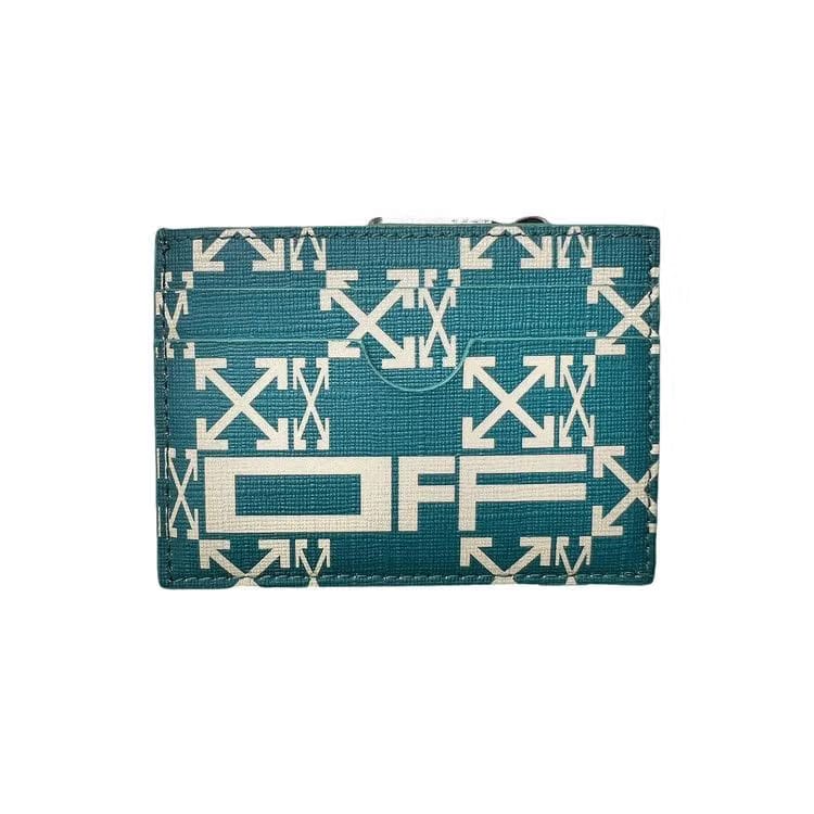 Off-White Zipped Monogram Card Case Green