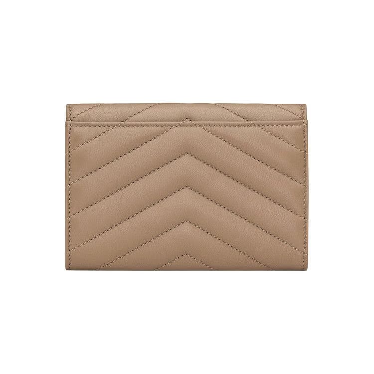 Saint Laurent Monogram Quilted Wallet Dusty Grey