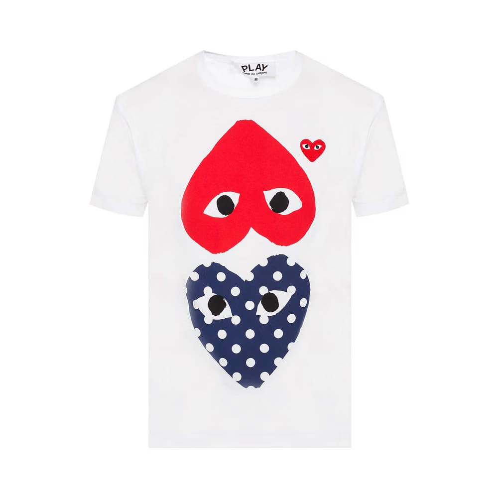 Comme des Garçons PLAY Polka Dot Mix Heart T-Shirt White