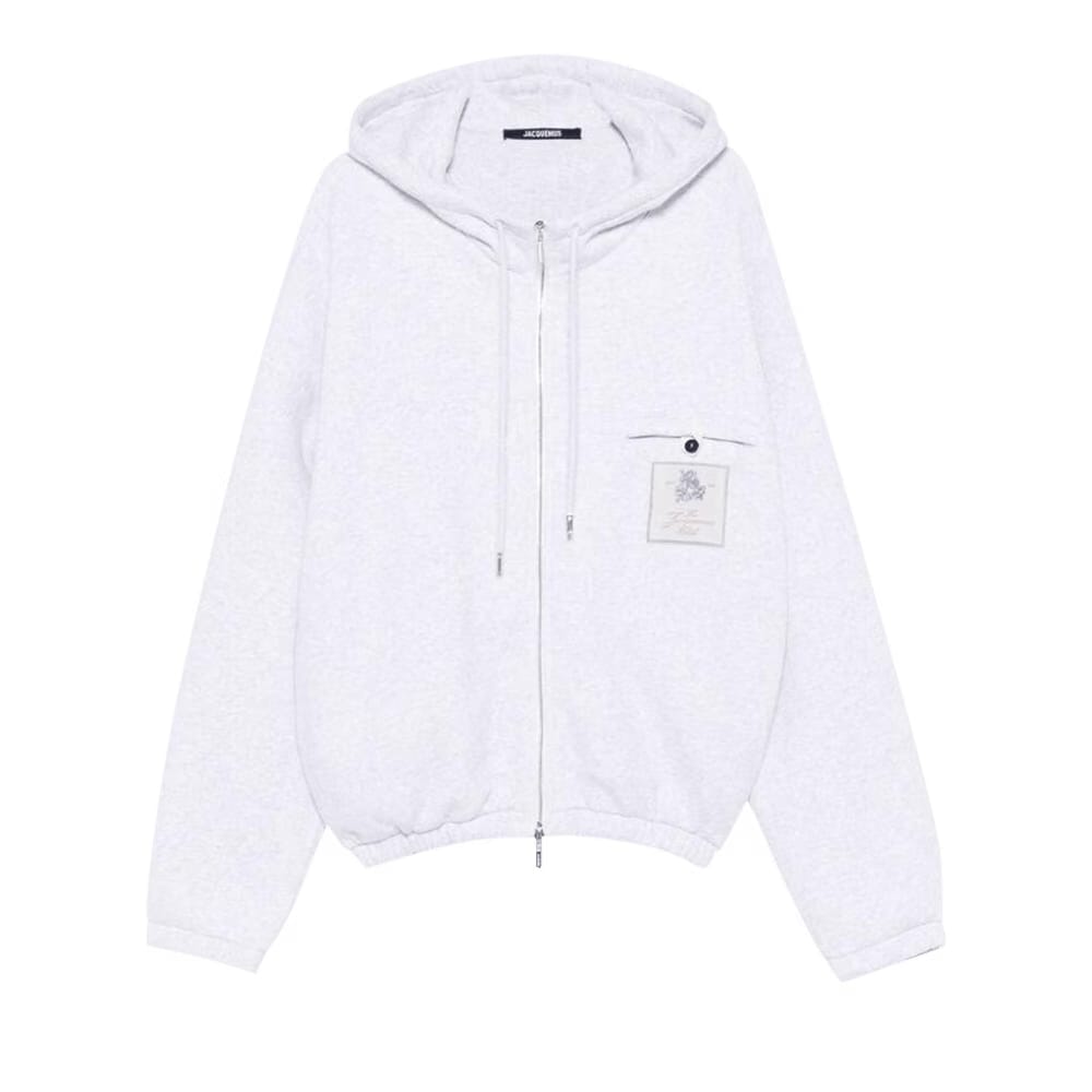 Jacquemus Club Logo Zipped Hoodie Athletic Club Grey