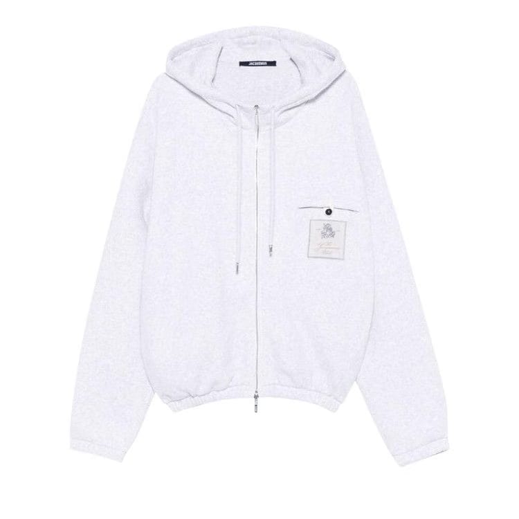 Jacquemus Club Logo Zipped Hoodie Athletic Club Grey